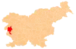 Karte von Slowenien, Position von Solkan hervorgehoben