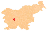 Karte von Slowenien, Position von Vrhnika hervorgehoben