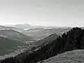 Blick von der Salmaser Höhe über das Weißachtal zum Säntis