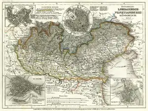 Das Königreich Lombardo-Venetien mit den wichtigsten Städten