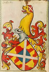 Wappen der Grafen von Oettingen aus dem Scheibler­schen Wappenbuch um 1450–1480