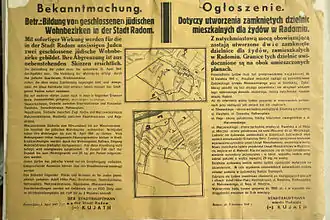 Bekanntmachung von Hans Kujath über Einrichtung des Ghetto in Radom
