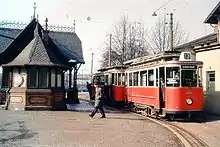 Von Falkenried modernisierter Straßenbahn-Triebwagen Z2 und -Beiwagen Z2B