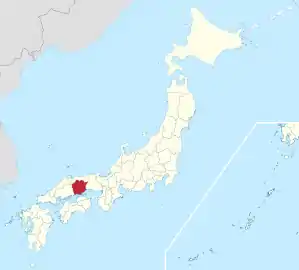 Lage der Präfektur Okayama in Japan