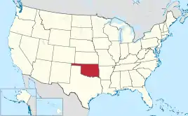 Karte der USA, Oklahoma hervorgehoben