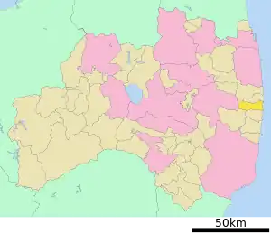 Lage Ōkumas in der Präfektur