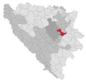 Lage der Gemeinde Olovo in Bosnien und Herzegowina (anklickbare Karte)