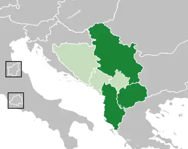 Open Balk (Albanien, Nordmazedonien, Serbien) innerhalb Europas