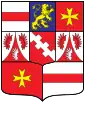 Großes Ortenburger Anspruchswappen ohne Wappenzierde nach dem Aussterben der Grafen von Krichingen und Püttingen nach Tyroff, 1821