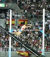 Weltmeisterin Jelena Issinbajewa bei ihrem Sprung über 4,80 m