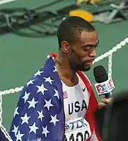Zweiter Titel für Tyson Gay nach seinem Sieg über 100 Meter – in der Sprintstaffel folgte noch eine dritte Goldmedaille