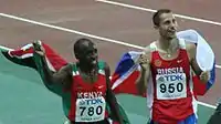 Weltmeister Alfred Kirwa Yego (links) und Bronzemedaillengewinner Juri Borsakowski