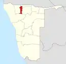 Lage der Region Oshana in Namibia