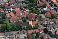 Ostbevern mit der neuen Saxenrast 2014, die Hauptstraße gepflastert und durch breite Bürgersteige zurückgenommen