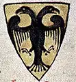 Darstellung des doppelköpfigen Reichsadlers als Wappen Otto IV.Chronica Maiora des Matthäus Paris, ca. 1250