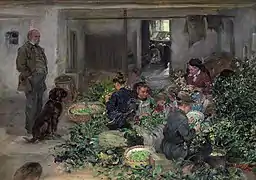 Hopfenernte, Hopfenzupfen in Bayern um 1907
