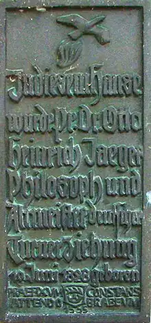 Gedenktafel für Otto Jäger