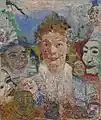 Die Alte mit den Masken (1889), Öl auf Leinwand, 54 × 47,5 cm, Museum für Schöne Künste, Gent (WVZ T 305)