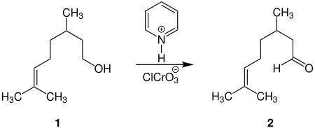Oxidation von Citronellol (1) zu Citronellal (2) durch PCC.