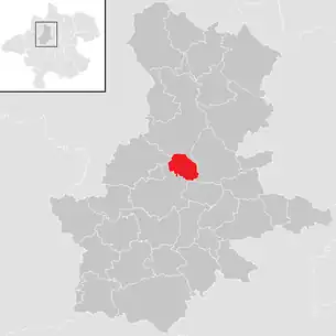 Lage der Gemeinde Pötting im Bezirk Grieskirchen (anklickbare Karte)