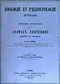 Titelseite von Zoologie et Paléontologie générales: Nouvelles Recherches sur les animaux vertébrés vivants et fossiles