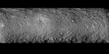 Zylinderprojektion der Ceres-Oberfläche46.000 km Abstand19. Februar 2015