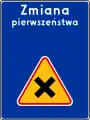 D-48Geänderte Vorfahrtregelung (Kreuzung oder Einmündung mit Vorfahrt von rechts)