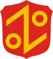 Stadtwappen von 1938 mit Wolfsangel, entworfen von Otto Hupp (in modifizierter Form verwendet bis 1959)