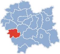 Lage des Powiat Suski in Kleinpolen