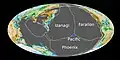 Lage der Phoenix-Platte im Panthalassa um 180 mya