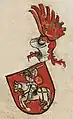 Wappen mit Vytis (Waykimas) von Švitrigaila, um 1440, der damals ruthenische Gebiete in der Ukraine regierte