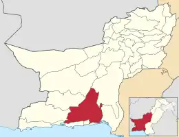 Karte von Pakistan, Position von Distrikt Awaran hervorgehoben