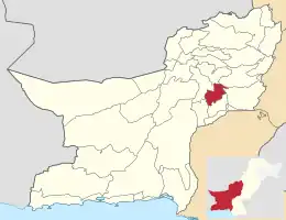 Karte von Pakistan, Position von Distrikt Lehri hervorgehoben