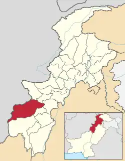 Karte von Pakistan, Position von Nordwasiristan hervorgehoben