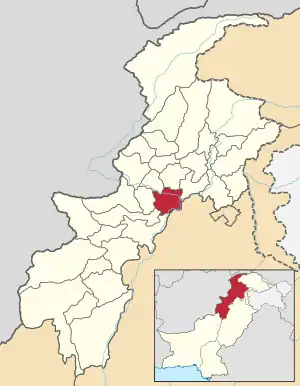 Karte von Pakistan, Position von Distrikt Nowshera hervorgehoben