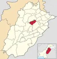 Karte von Pakistan, Position von Distrikt Chiniot hervorgehoben