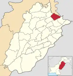 Karte von Pakistan, Position von Distrikt Gujrat hervorgehoben