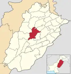 Karte von Pakistan, Position von Distrikt Jhang hervorgehoben