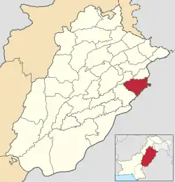 Karte von Pakistan, Position von Distrikt Kasur hervorgehoben