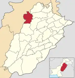 Karte von Pakistan, Position von Distrikt Mianwali hervorgehoben