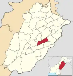 Karte von Pakistan, Position von Distrikt Sahiwal hervorgehoben
