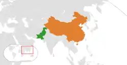 Lage von Pakistan  und China