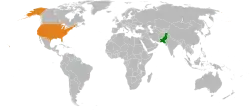 Lage von Pakistan und Vereinigte Staaten