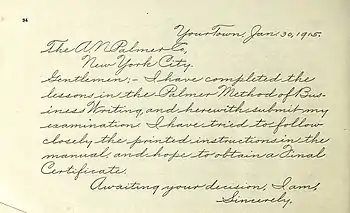 Schriftbeispiel der Palmer Method, 1901