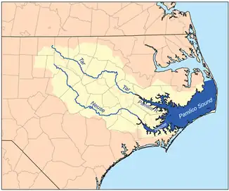 Pamlico Sound mit Einzugsgebiet