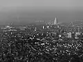 Panoramablick von der hinteren Ruine Wartenberg (Turm) in Muttenz nach Basel