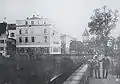 Etwa gleicher Standort 1855. Links das Hotel «Baur en Ville»