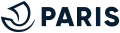 Dunkles Logo mit einer einzigen abstrakten Linienführung, die ein Segelschiff darstellen soll. Rechts davon steht in fetten Buchstaben „Paris“.