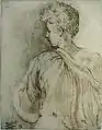 Parmigianino: Zeichnung eines Jungen von hinten mit Gesicht im Profilum 1520