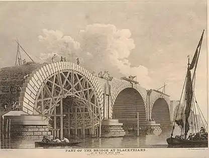 Blackfriars Bridge im Bau 1766